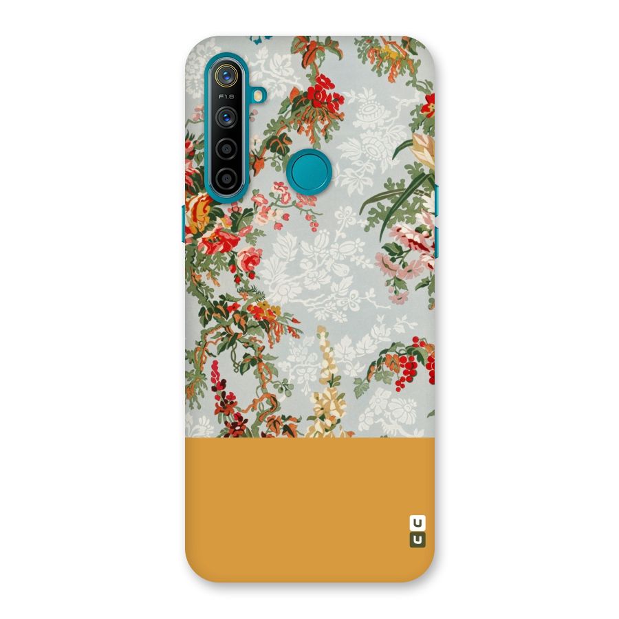 Golden Stripe on Floral Back Case for Realme 5i