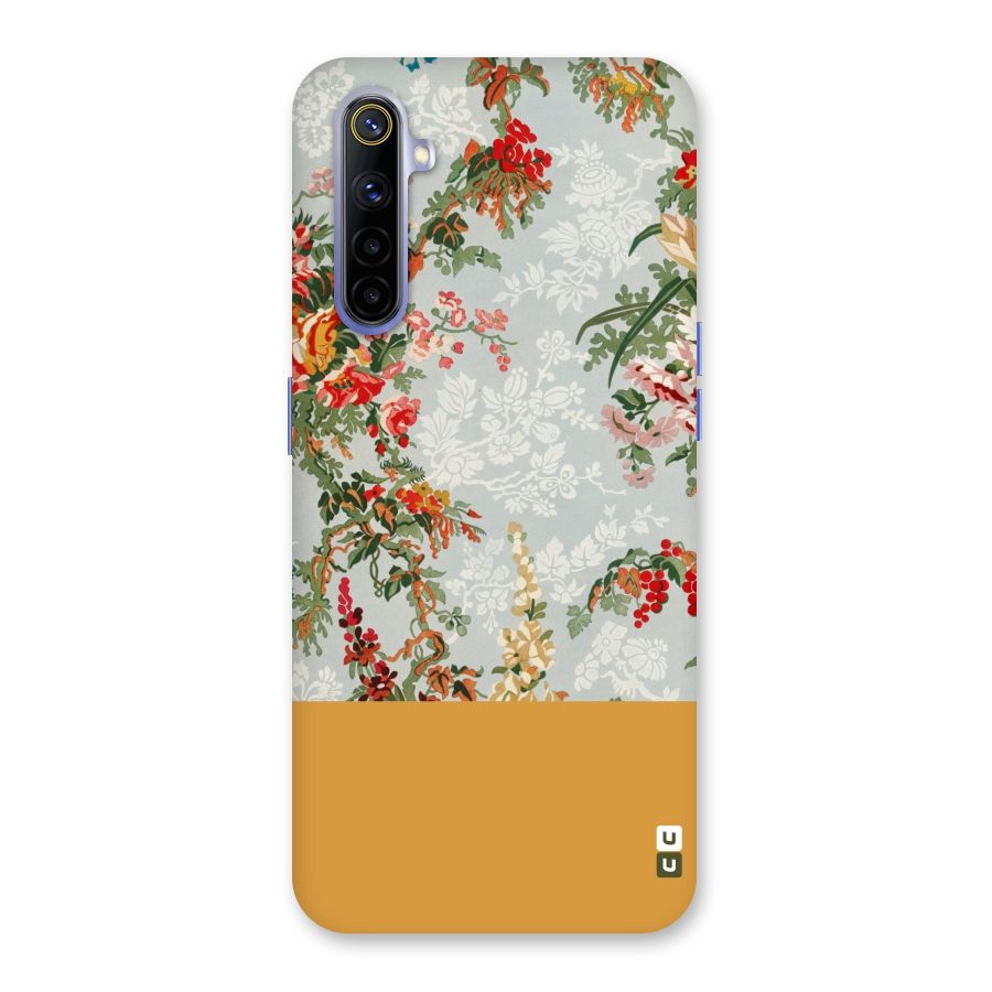 Golden Stripe on Floral Back Case for Realme 6