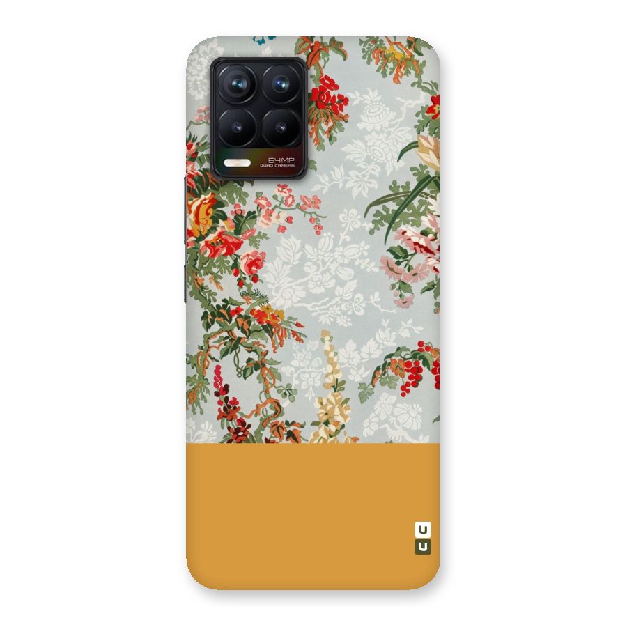 Golden Stripe on Floral Back Case for Realme 8