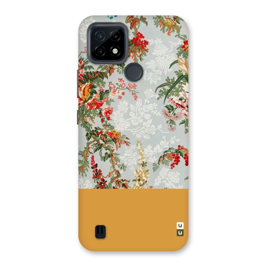 Golden Stripe on Floral Back Case for Realme C21