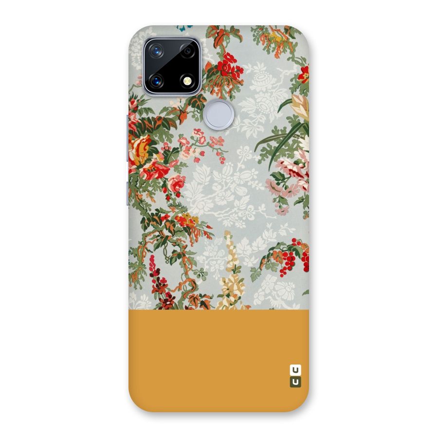 Golden Stripe on Floral Back Case for Realme Narzo 20