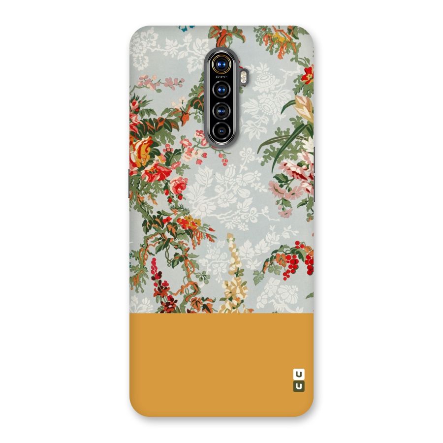 Golden Stripe on Floral Back Case for Realme X2 Pro