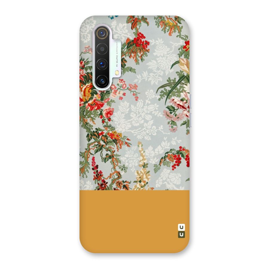 Golden Stripe on Floral Back Case for Realme X3 SuperZoom