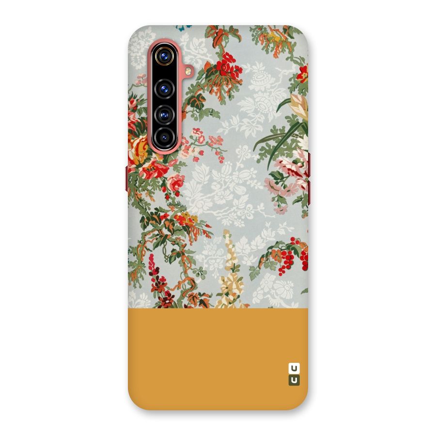 Golden Stripe on Floral Back Case for Realme X50 Pro