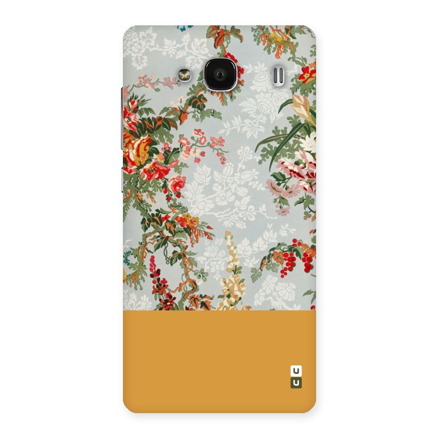 Golden Stripe on Floral Back Case for Redmi 2 Prime