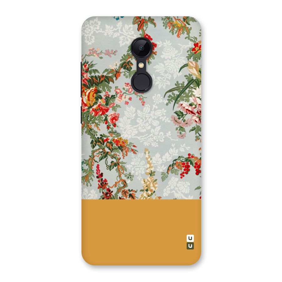 Golden Stripe on Floral Back Case for Redmi 5