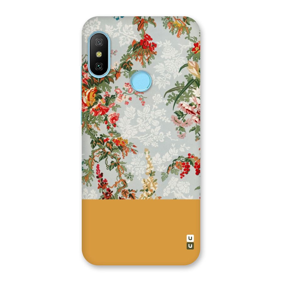 Golden Stripe on Floral Back Case for Redmi 6 Pro