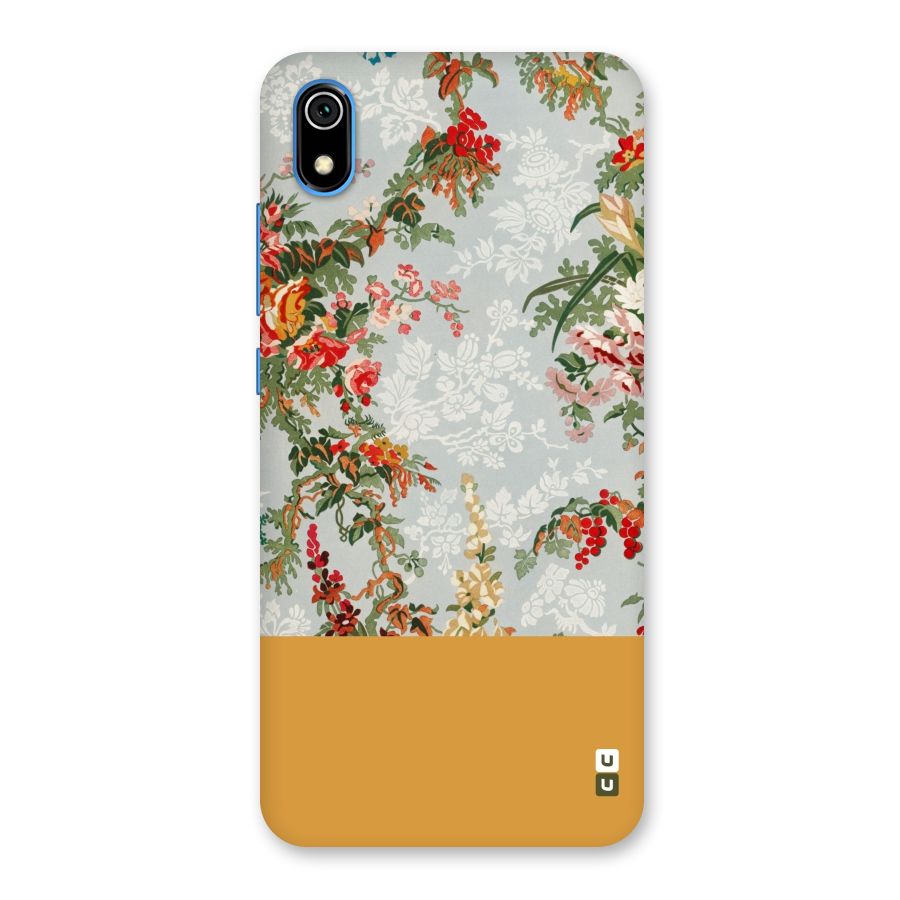 Golden Stripe on Floral Back Case for Redmi 7A