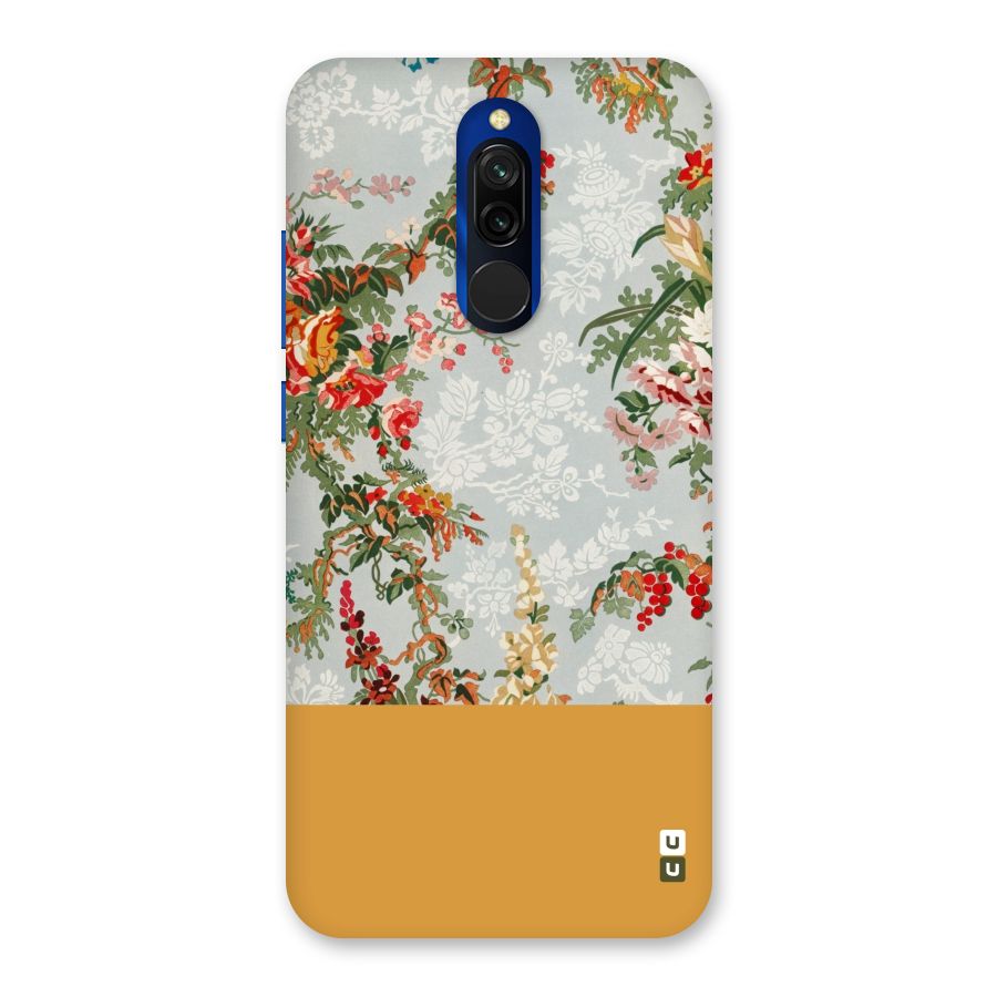 Golden Stripe on Floral Back Case for Redmi 8