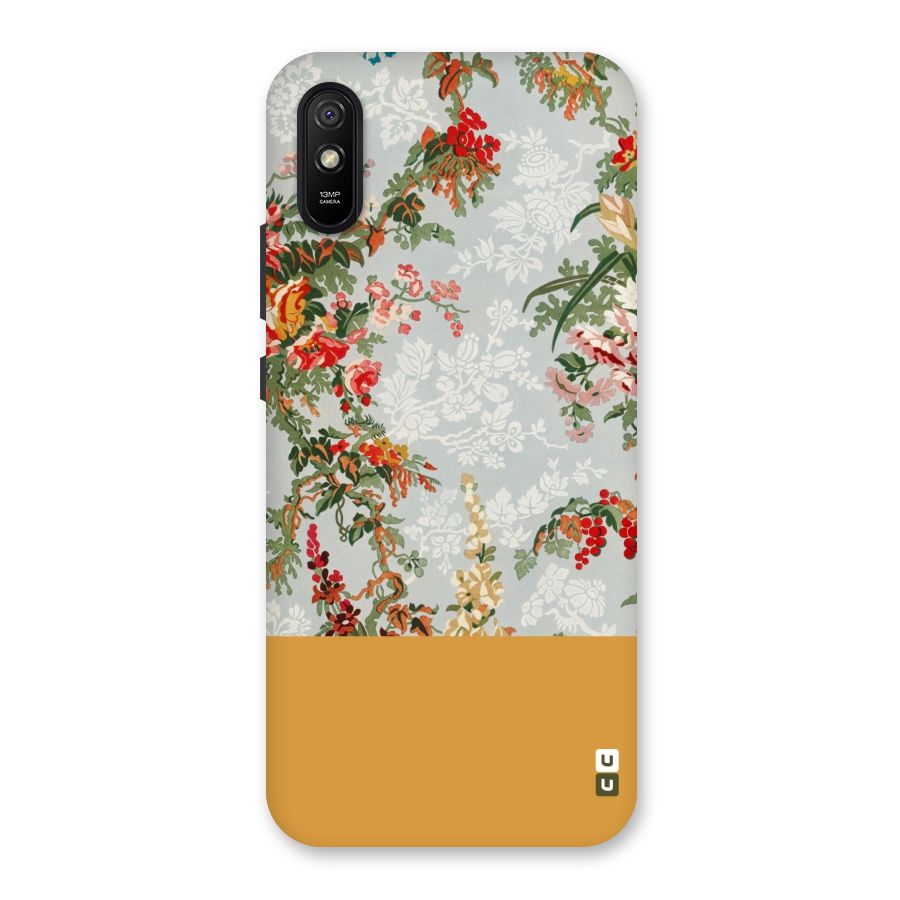 Golden Stripe on Floral Back Case for Redmi 9A