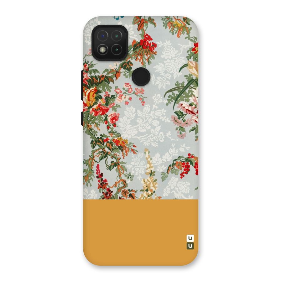 Golden Stripe on Floral Back Case for Redmi 9C