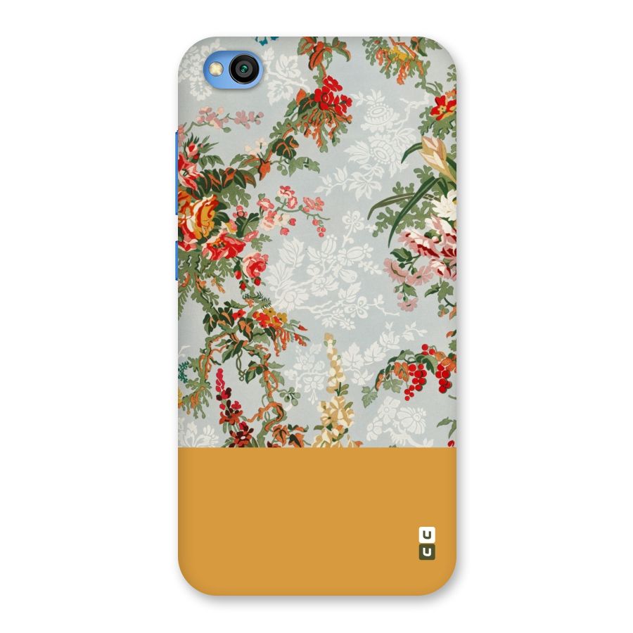 Golden Stripe on Floral Back Case for Redmi Go