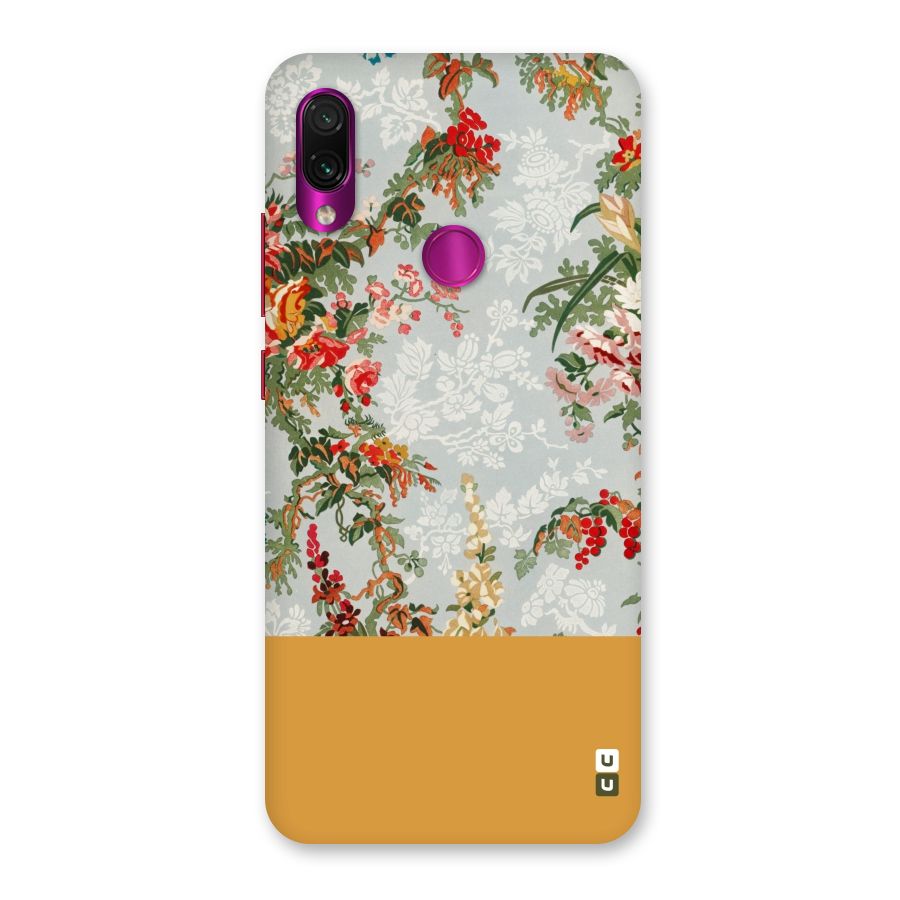 Golden Stripe on Floral Back Case for Redmi Note 7 Pro