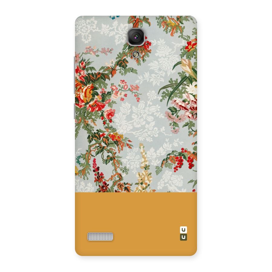 Golden Stripe on Floral Back Case for Redmi Note Prime