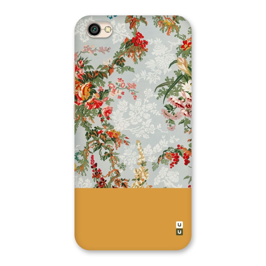 Golden Stripe on Floral Back Case for Redmi Y1 Lite