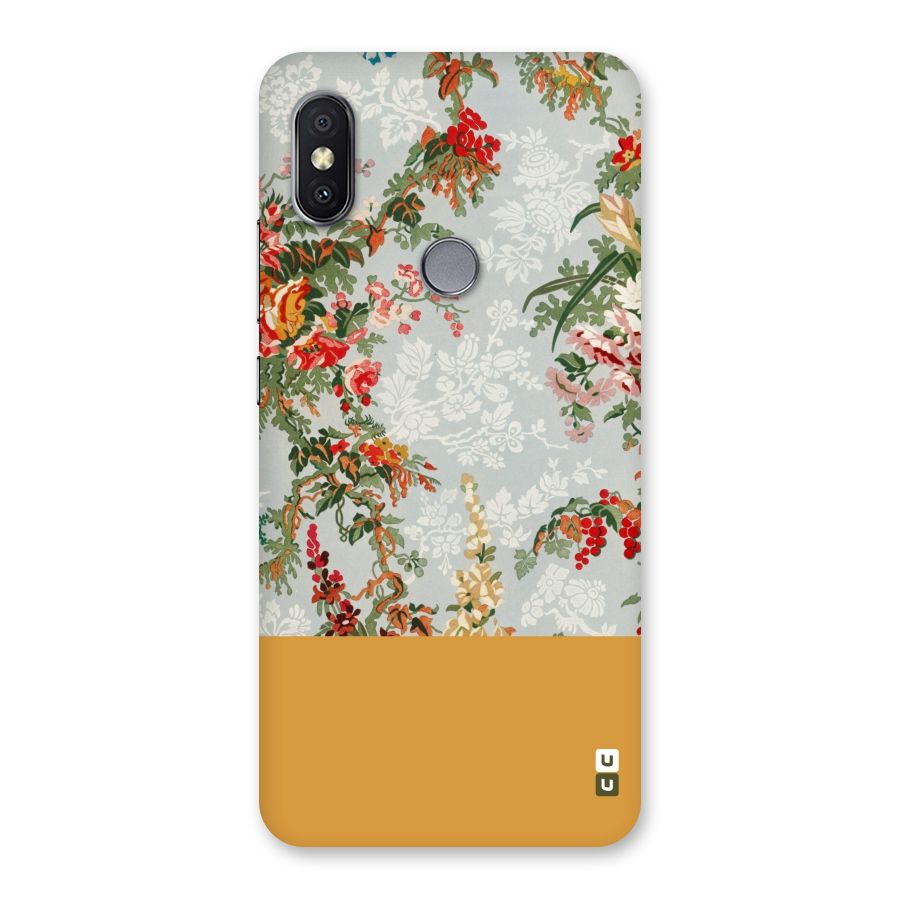 Golden Stripe on Floral Back Case for Redmi Y2