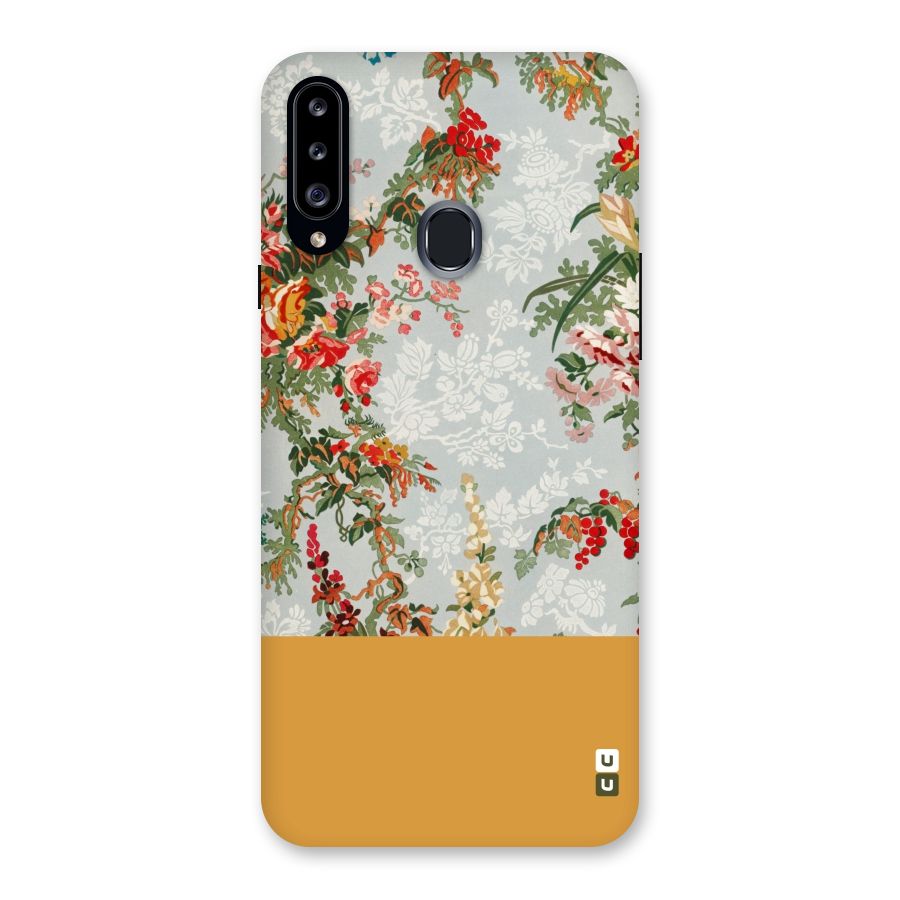 Golden Stripe on Floral Back Case for Samsung Galaxy A20s