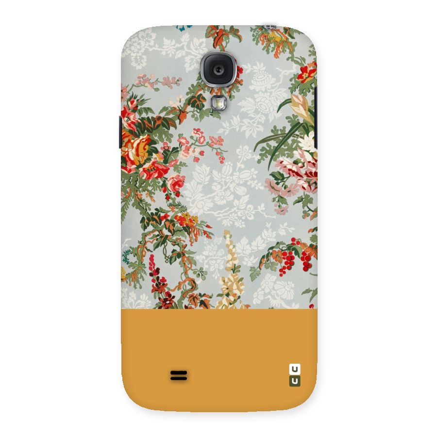 Golden Stripe on Floral Back Case for Samsung Galaxy S4