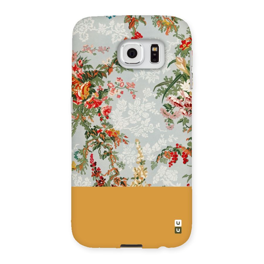 Golden Stripe on Floral Back Case for Samsung Galaxy S6