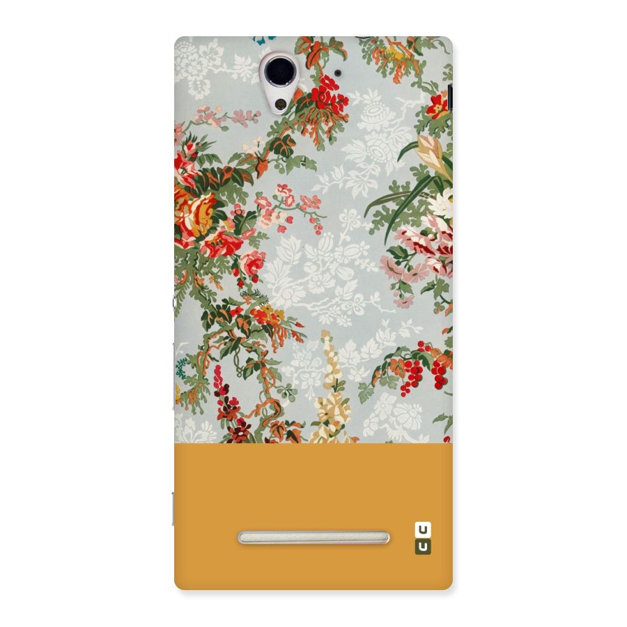 Golden Stripe on Floral Back Case for Sony Xperia C3