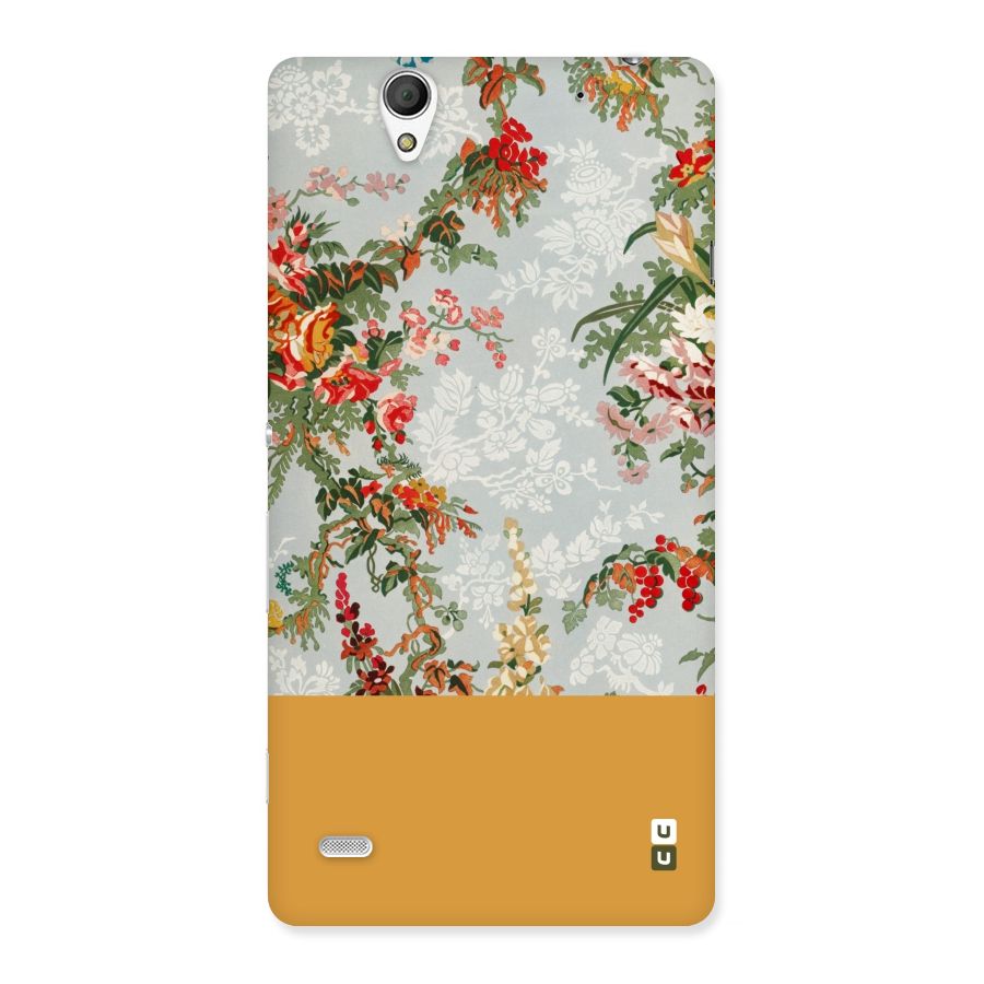 Golden Stripe on Floral Back Case for Sony Xperia C4