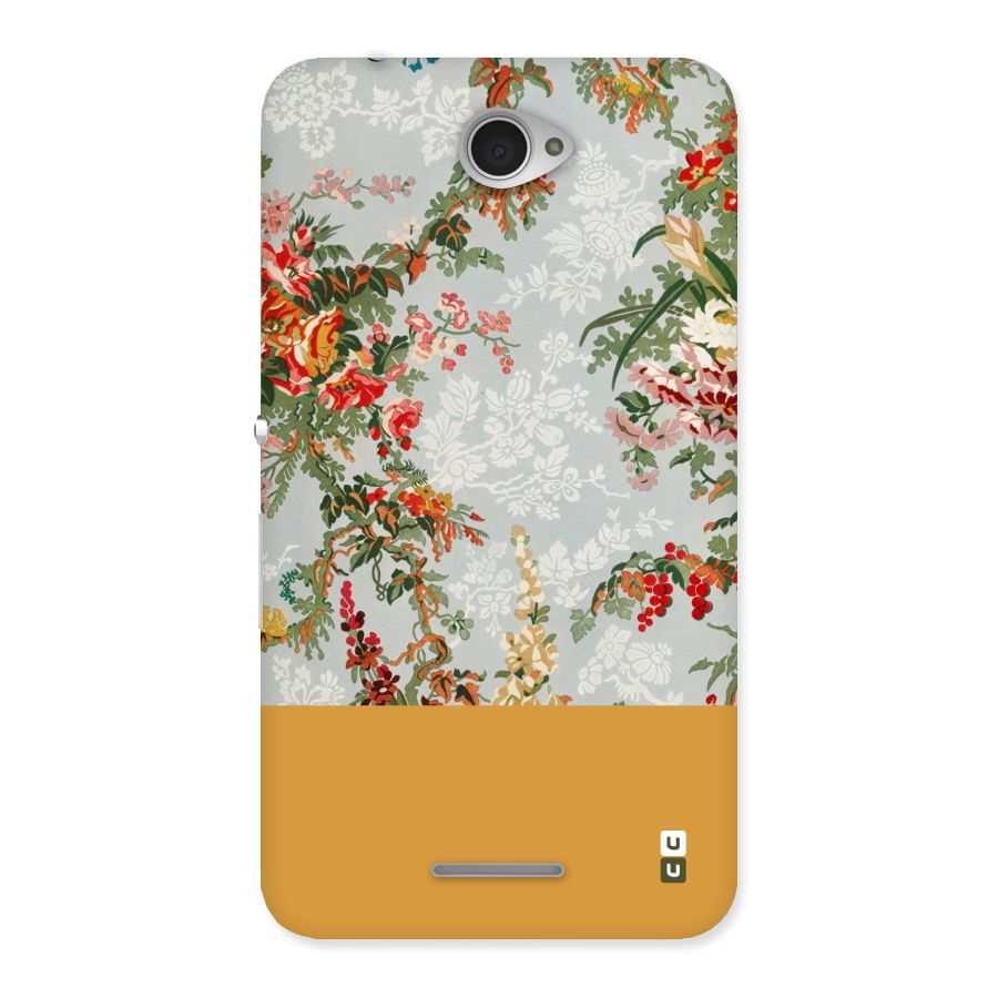 Golden Stripe on Floral Back Case for Sony Xperia E4