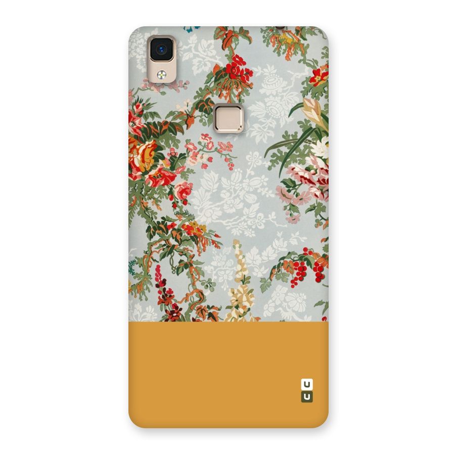 Golden Stripe on Floral Back Case for V3 Max