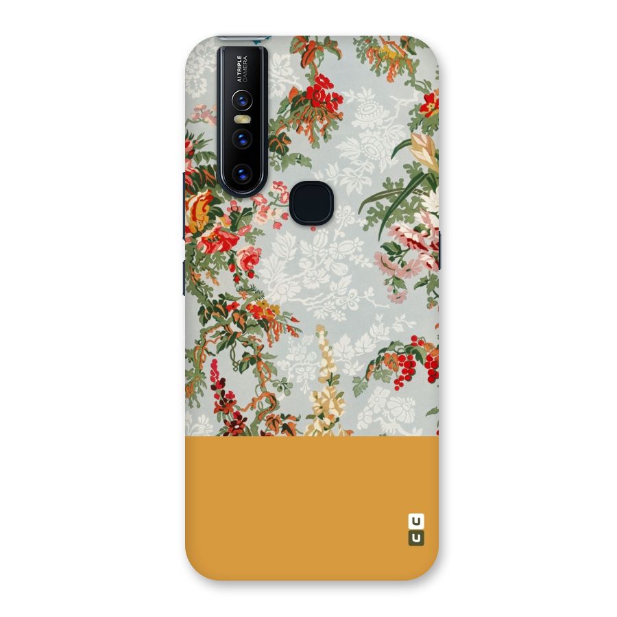 Golden Stripe on Floral Back Case for Vivo V15
