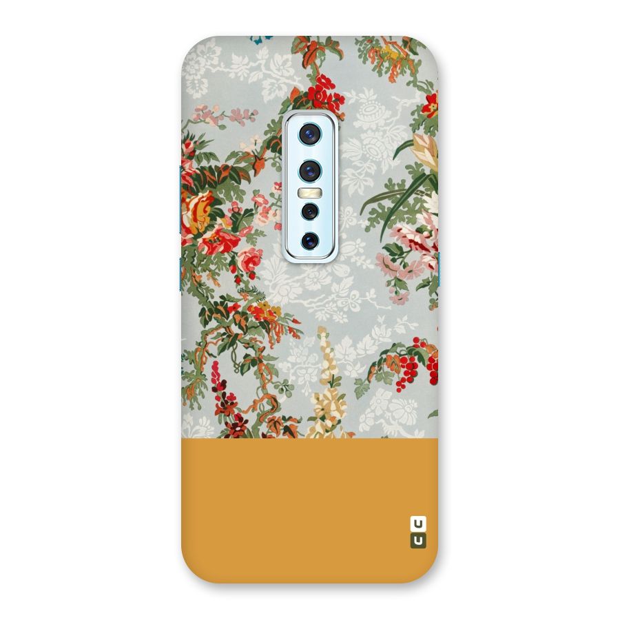 Golden Stripe on Floral Back Case for Vivo V17 Pro
