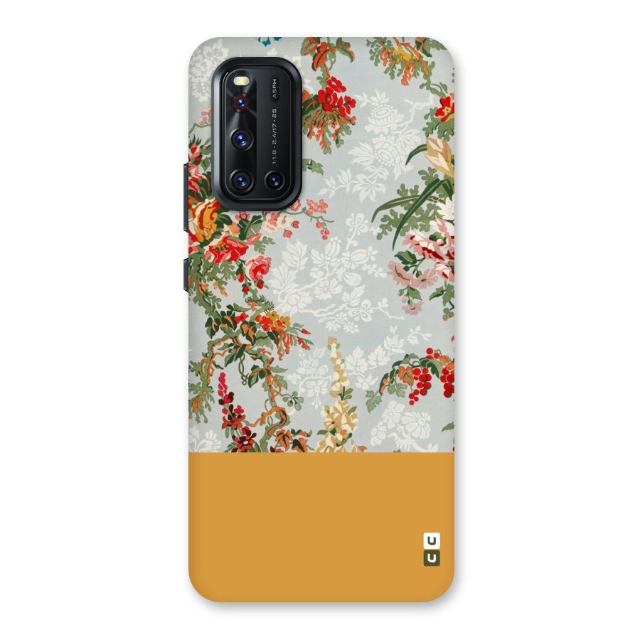 Golden Stripe on Floral Back Case for Vivo V19