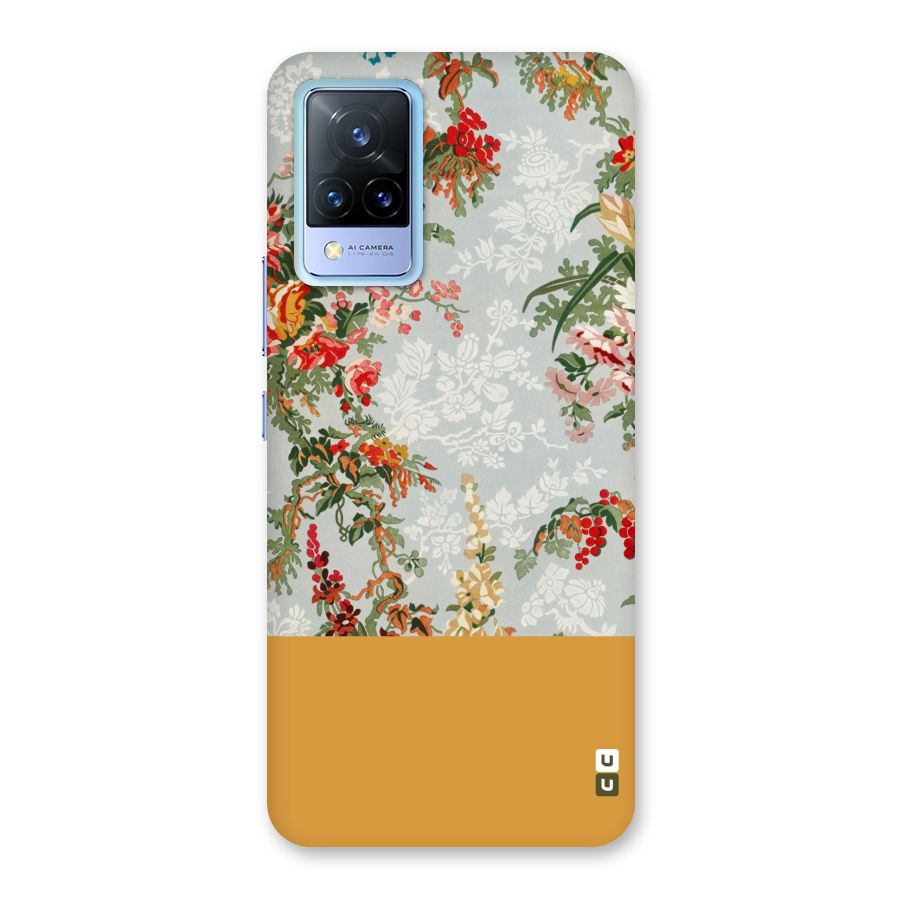 Golden Stripe on Floral Back Case for Vivo V21 5G