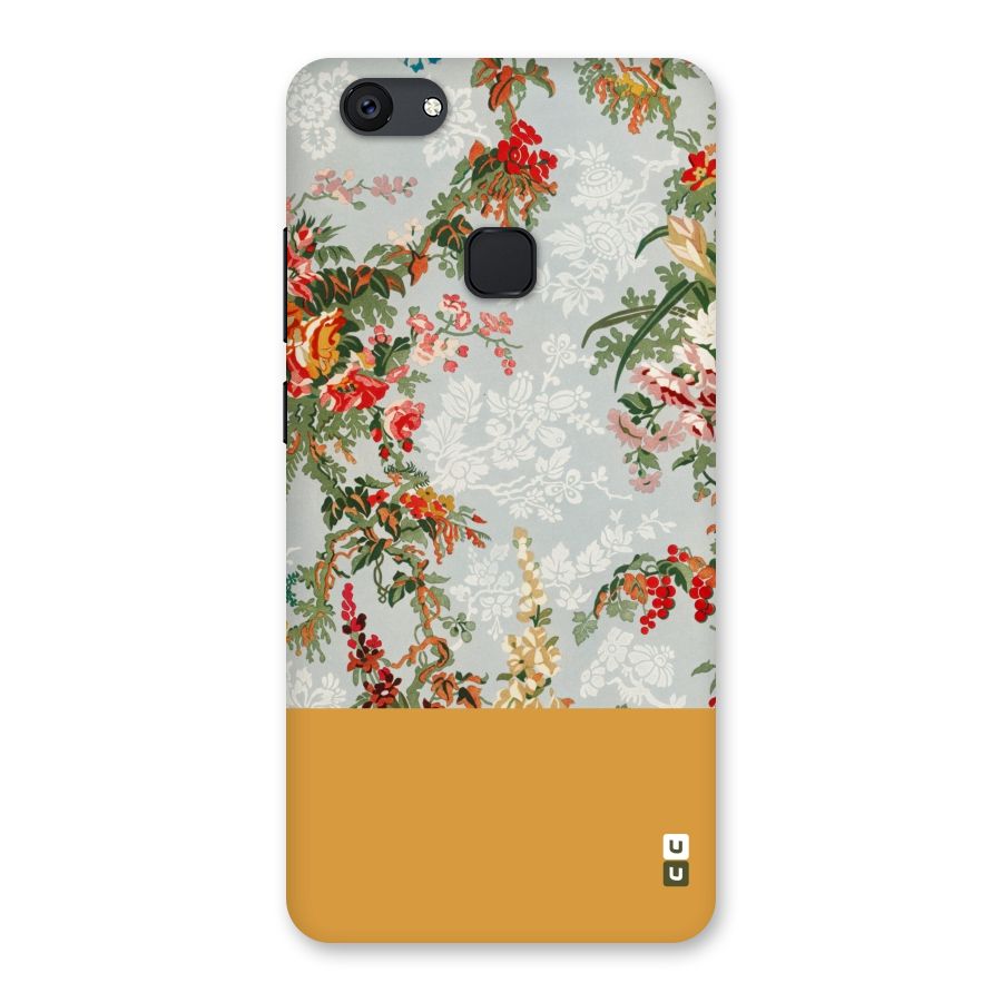 Golden Stripe on Floral Back Case for Vivo V7 Plus