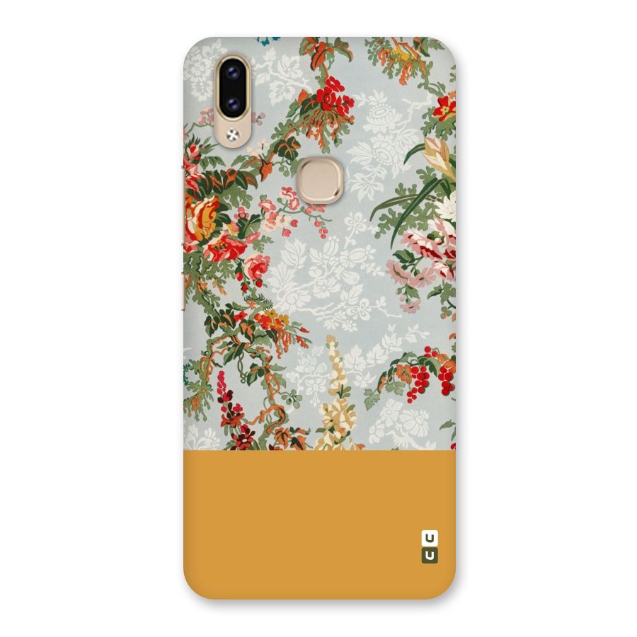 Golden Stripe on Floral Back Case for Vivo V9 Youth