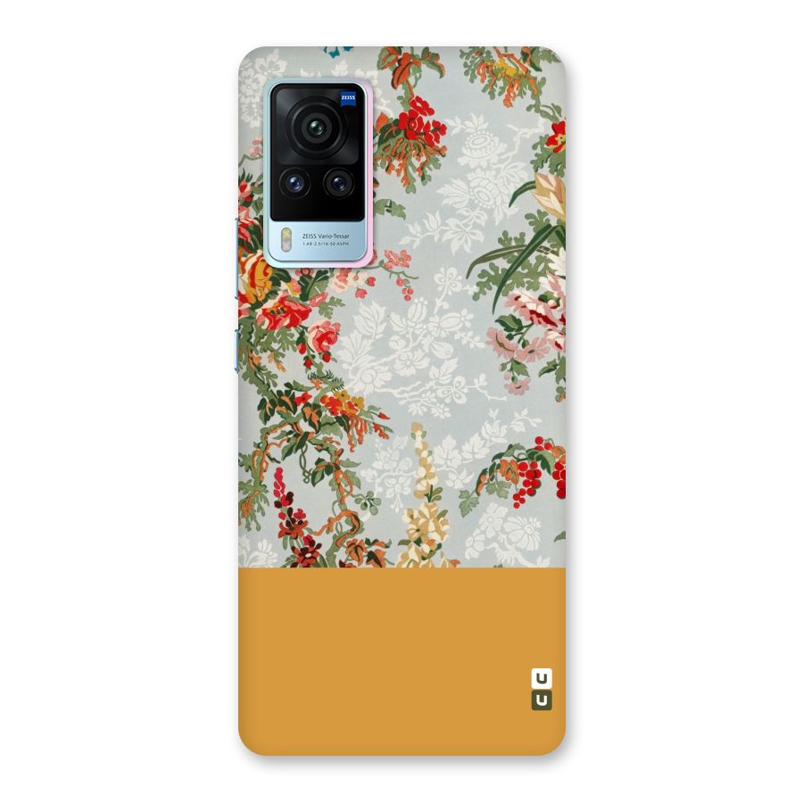 Golden Stripe on Floral Back Case for Vivo X60 Pro
