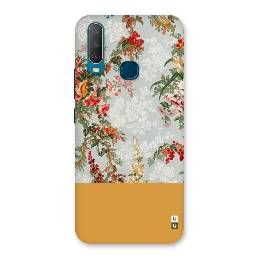 Golden Stripe on Floral Back Case for Vivo Y17