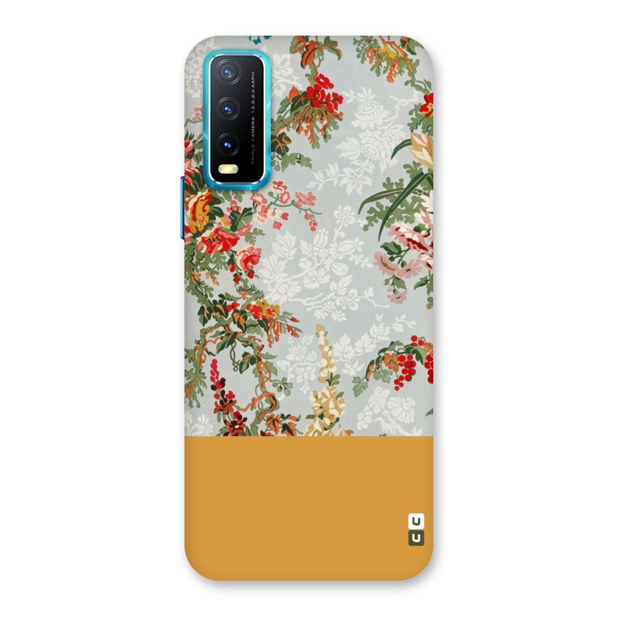 Golden Stripe on Floral Back Case for Vivo Y20G