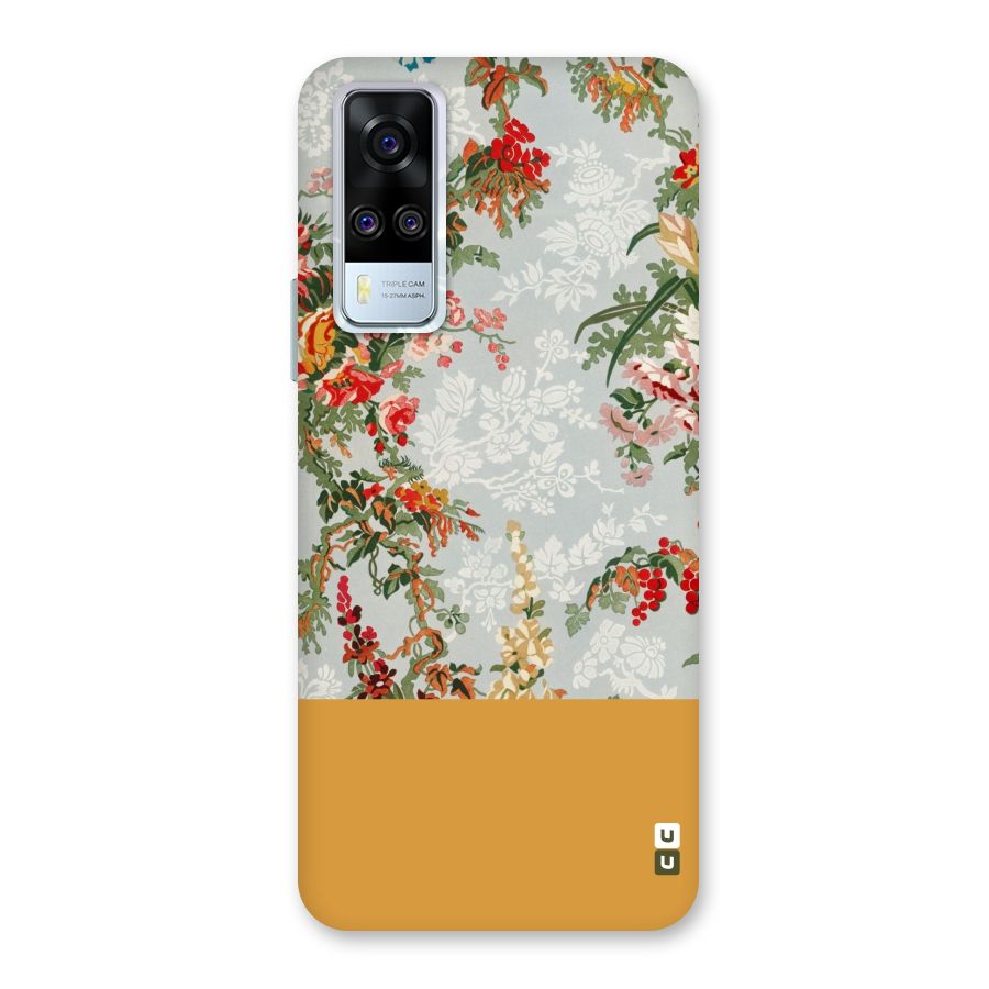 Golden Stripe on Floral Back Case for Vivo Y51A