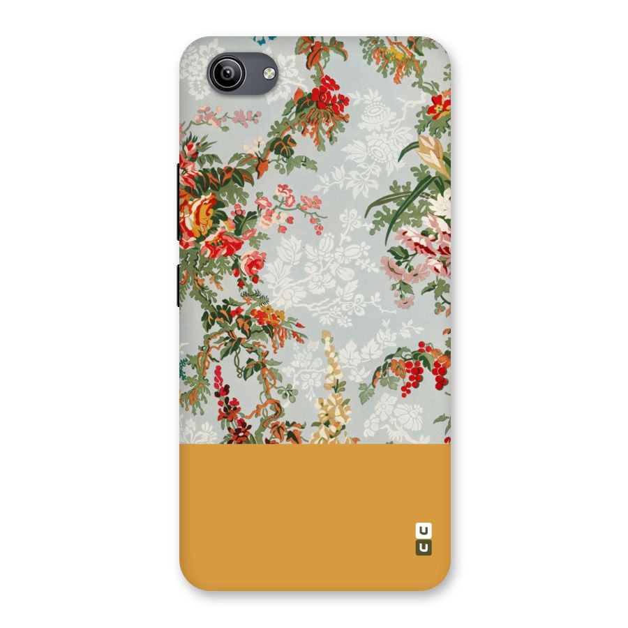 Golden Stripe on Floral Back Case for Vivo Y81i
