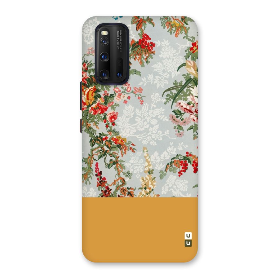 Golden Stripe on Floral Back Case for Vivo iQOO 3