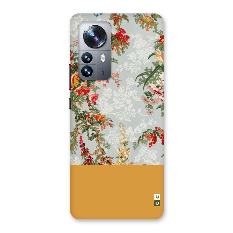 Golden Stripe on Floral Back Case for Xiaomi 12 Pro