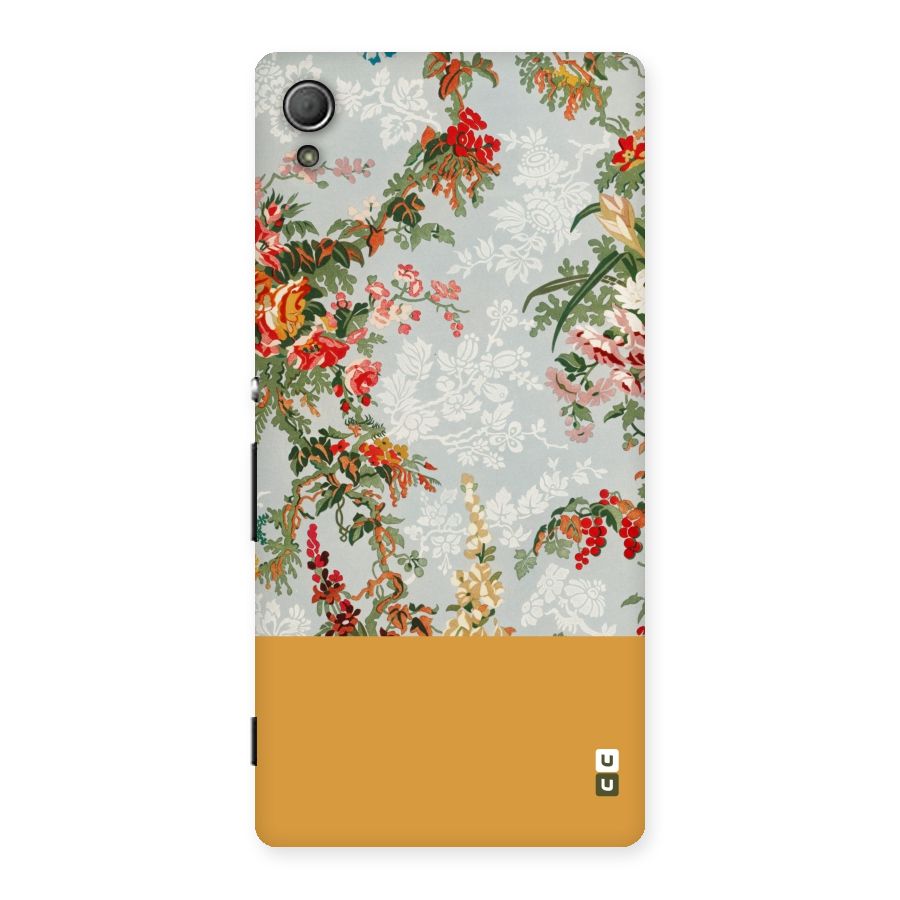 Golden Stripe on Floral Back Case for Xperia Z3 Plus