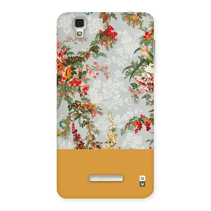 Golden Stripe on Floral Back Case for Yu Yureka