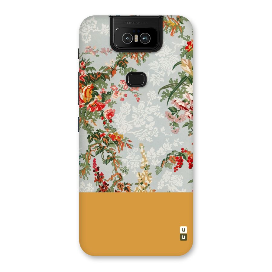 Golden Stripe on Floral Back Case for Zenfone 6z