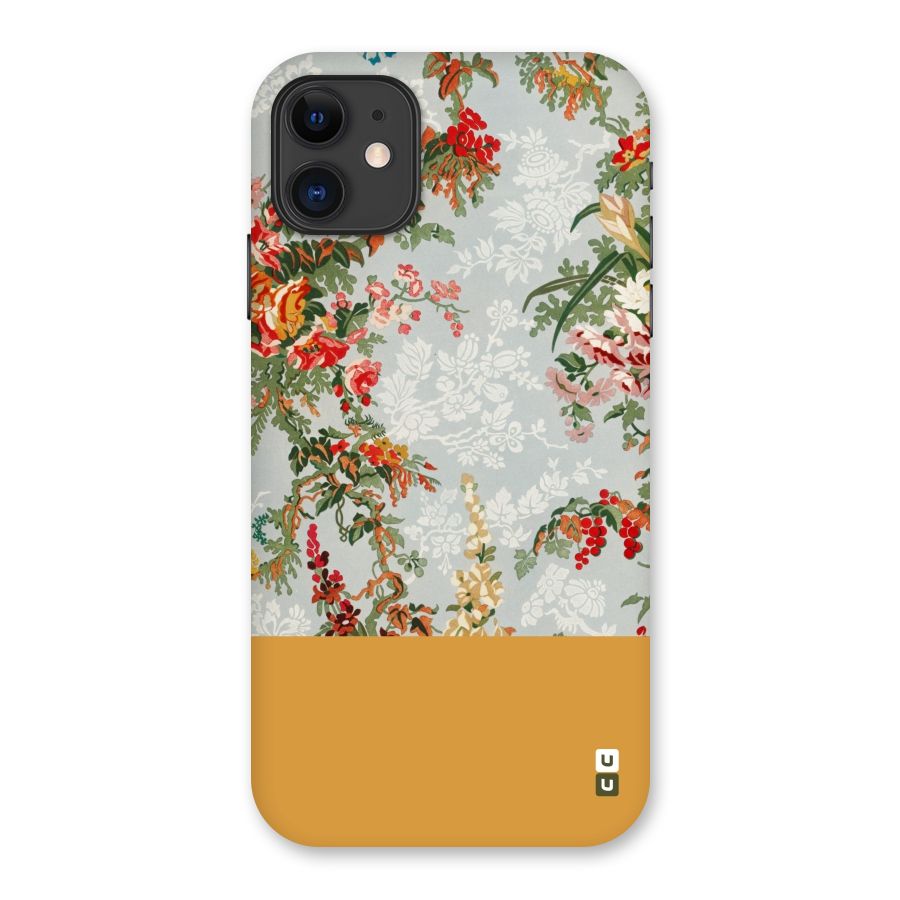 Golden Stripe on Floral Back Case for iPhone 11