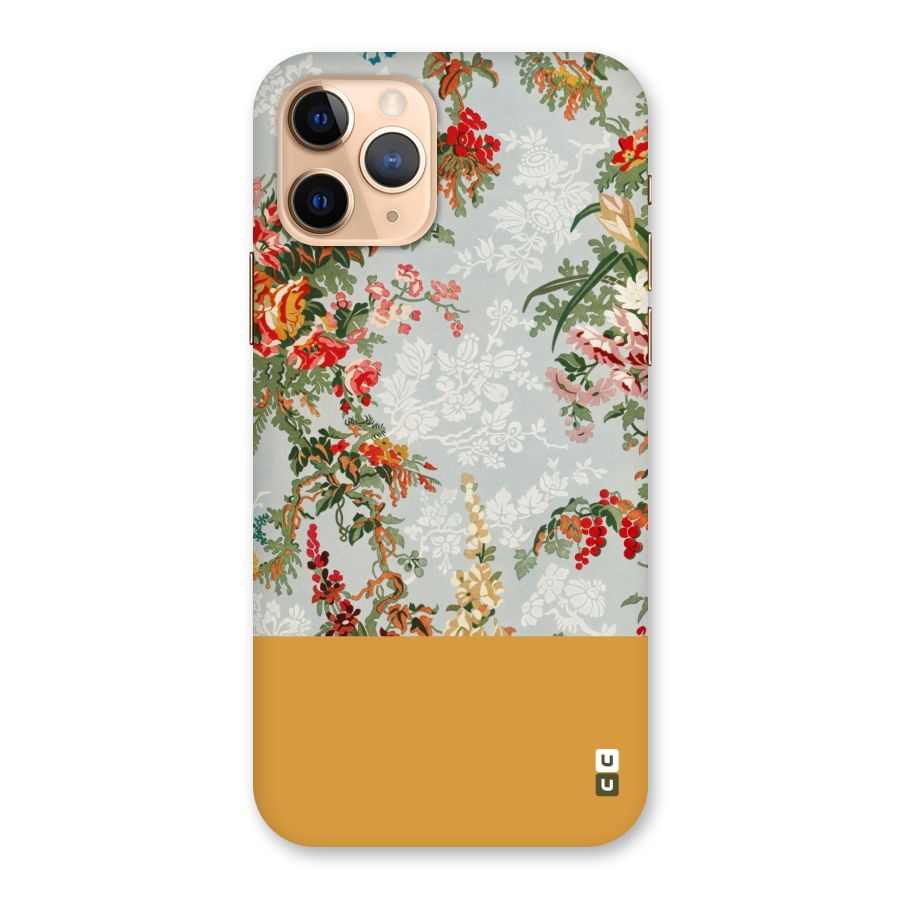 Golden Stripe on Floral Back Case for iPhone 11 Pro