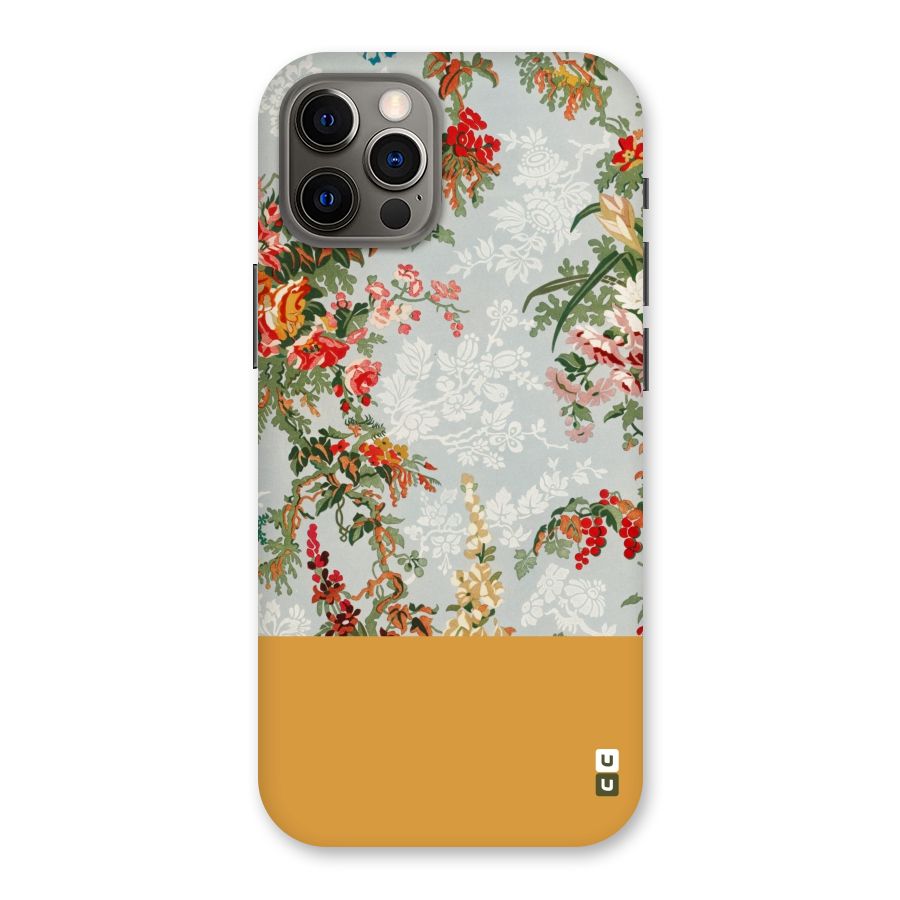 Golden Stripe on Floral Back Case for iPhone 12 Pro