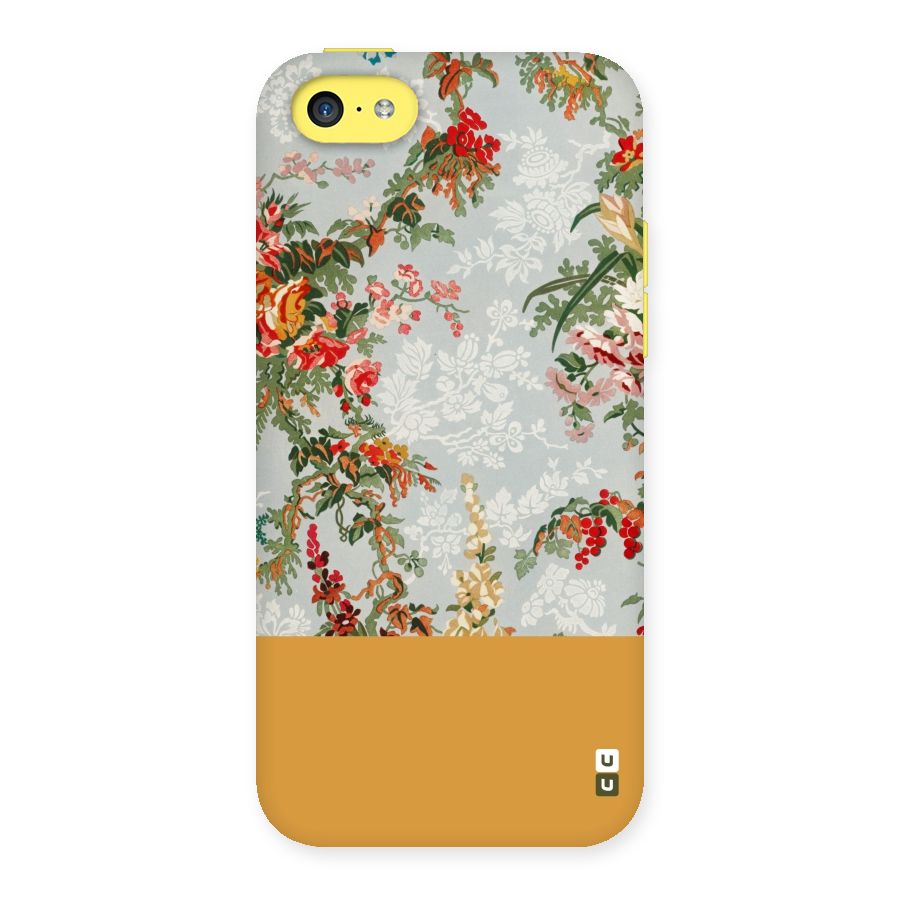 Golden Stripe on Floral Back Case for iPhone 5C