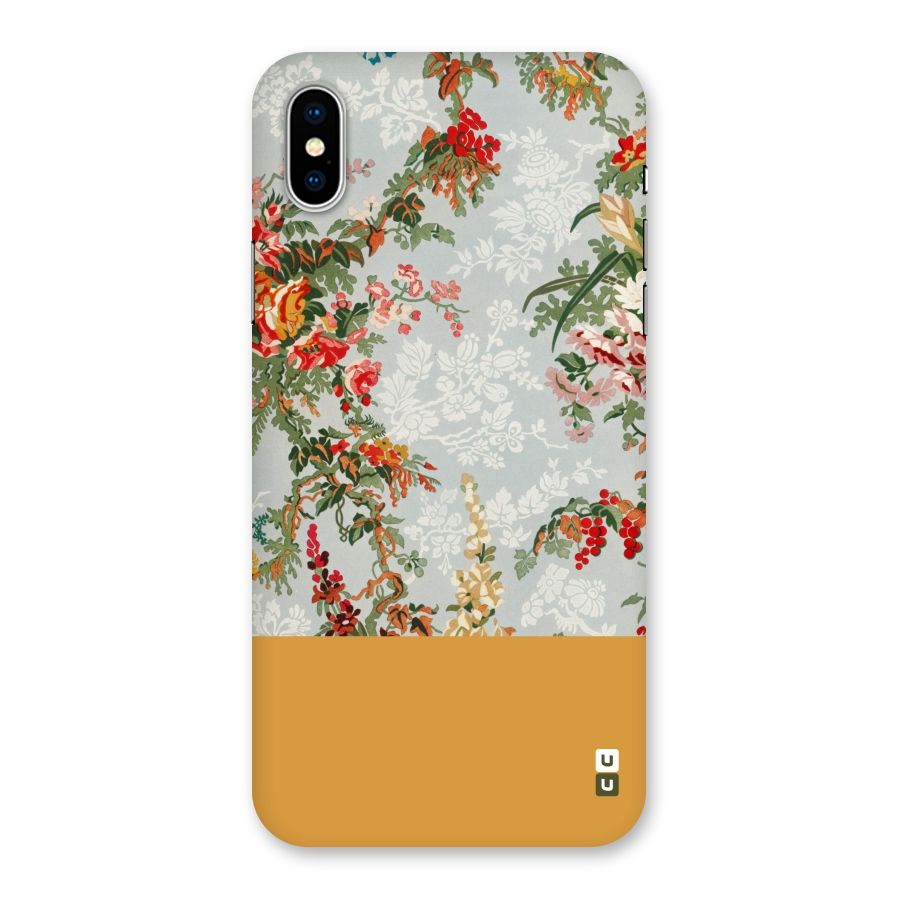 Golden Stripe on Floral Back Case for iPhone XS