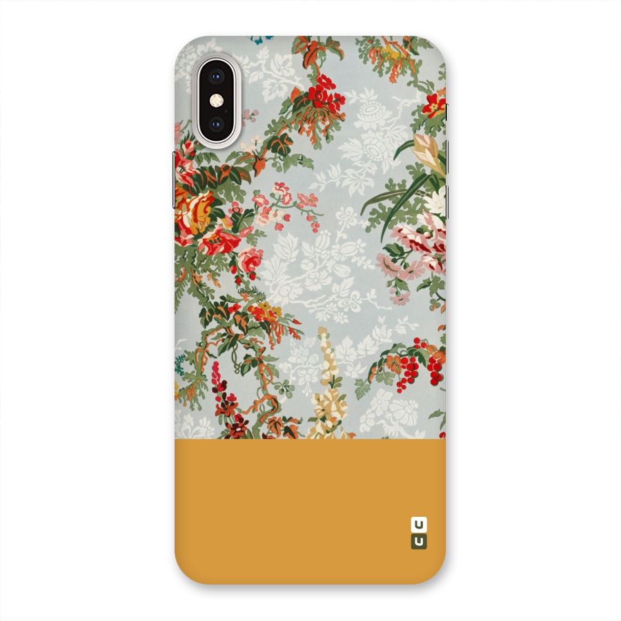 Golden Stripe on Floral Back Case for iPhone XS Max