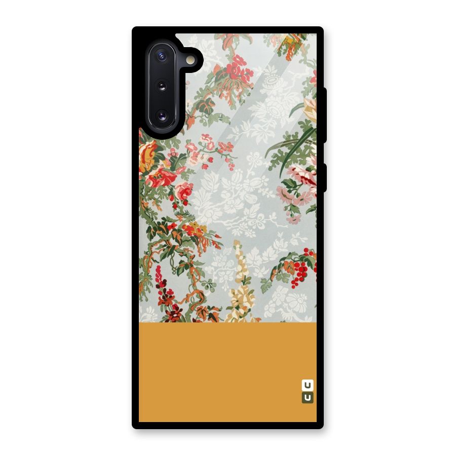 Golden Stripe on Floral Glass Back Case for Galaxy Note 10